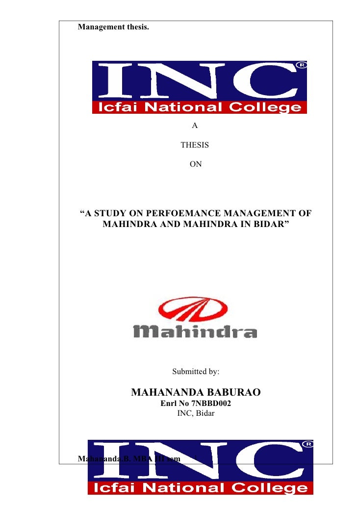 management thesis of icfai